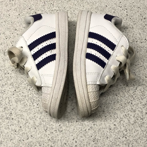 ADIDAS ORIGINALS SUPERSTAR G21190 Kids size 6 sneakers shoes White Purple W/Box - Picture 6 of 9